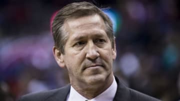 WASHINGTON, DC - MARCH 25: Head coach Jeff Hornacek of the New York Knicks looks on against the Washington Wizards during the second half at Capital One Arena on March 25, 2018 in Washington, DC. NOTE TO USER: User expressly acknowledges and agrees that, by downloading and or using this photograph, User is consenting to the terms and conditions of the Getty Images License Agreement. (Photo by Scott Taetsch/Getty Images)