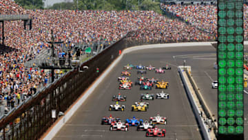 INDIANAPOLIS, IN - MAY 23: A general view of the start of the 99th running of the Indianapolis 500 at Indianapolis Motorspeedway on May 23, 2015 in Indianapolis, Indiana. (Photo by Jamie Squire/Getty Images)
