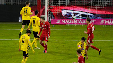Robert Lewandowski scored a hat-trick against Borussia Dortmund (Photo by Günter Schiffmann - Pool/Getty Images)