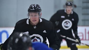 CENTENNIAL, CO - OCTOBER 3: Colorado Avalanche alternate captain Erik Johnson, top left, in the team practice at Family Sports Ice Arena. October 3 2018. (Photo by Hyoung Chang/The Denver Post via Getty Images)