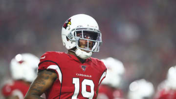 Aug 8, 2019; Glendale, AZ, USA; Arizona Cardinals wide receiver KeeSean Johnson (19) during a preseason game against the Los Angeles Chargers at State Farm Stadium. Mandatory Credit: Mark J. Rebilas-USA TODAY Sports