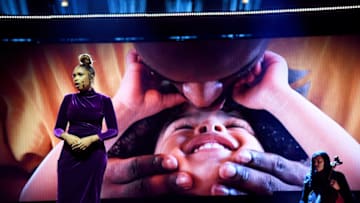 CHICAGO, ILLINOIS - FEBRUARY 16: Jennifer Hudson performs during the 69th NBA All-Star Game at United Center on February 16, 2020 in Chicago, Illinois. (Photo by Kevin Mazur/Getty Images)