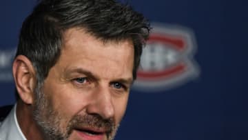 MONTREAL, QC - JANUARY 07: General manager of the Montreal Canadiens Marc Bergevin speaks with the media prior to the NHL game against the Minnesota Wild at the Bell Centre on January 7, 2019 in Montreal, Quebec, Canada. The Minnesota Wild defeated the Montreal Canadiens 1-0. (Photo by Minas Panagiotakis/Getty Images)