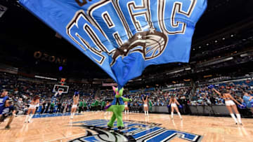 ORLANDO, FL - NOVEMBER 5: Stuff the Magic Dragon of the Orlando Magic on November 5, 2017 at Amway Center in Orlando, Florida. NOTE TO USER: User expressly acknowledges and agrees that, by downloading and or using this photograph, User is consenting to the terms and conditions of the Getty Images License Agreement. Mandatory Copyright Notice: Copyright 2017 NBAE (Photo by Fernando Medina/NBAE via Getty Images)