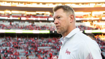 Oct 30, 2021; Lincoln, Nebraska, USA; Nebraska Cornhuskers head coach Scott Frost walks off the field following the loss to the Purdue Boilermakers at Memorial Stadium. Mandatory Credit: Dylan Widger-USA TODAY Sports