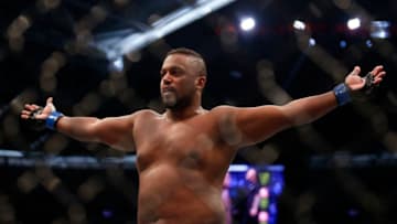 MELBOURNE, AUSTRALIA - OCTOBER 06: Yorgan De Castro of Cape Verde celebrates his win over Justin Tafa of New Zealand in their Heavyweight bout during UFC 243 at Marvel Stadium on October 06, 2019 in Melbourne, Australia. (Photo by Darrian Traynor/Getty Images)