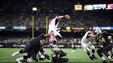 NEW ORLEANS, LA - DECEMBER 24: Matt Ryan #2 of the Atlanta Falcons in action agains the New Orleans Saints at Mercedes-Benz Superdome on December 24, 2017 in New Orleans, Louisiana. (Photo by Chris Graythen/Getty Images)