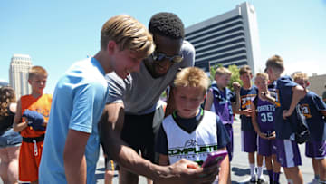 SALT LAKE CITY, UT - JULY 02: Ekpe Udoh #33 of the Utah Jazz heps host a 3 v 3 Tournament at vivint.SmartHome Arena on July 2, 2018 in Salt Lake City, Utah. Copyright 2018 NBAE (Photo by Melissa Majchrzak/NBAE via Getty Images)
