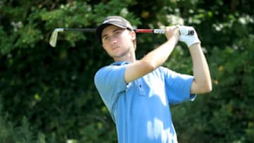 SOUTHPORT, ENGLAND - JULY 18: Austin Connelly of Canada hits his tee shot on the 5th hole during a practice round prior to the 146th Open Championship at Royal Birkdale on July 18, 2017 in Southport, England. (Photo by Andrew Redington/Getty Images)