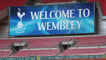 LONDON, ENGLAND - AUGUST 17: General view of the scoreboard during the Tottenham Hotspur training session at Wembley Stadium on August 17, 2016 in London, England. (Photo by Tottenham Hotspur FC/Tottenham Hotspur FC via Getty Images)