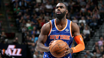 SALT LAKE CITY, UT - JANUARY 19: Tim Hardaway Jr. #3 of the New York Knicks handles the ball against the Utah Jazz on January 19, 2018 at vivint.SmartHome Arena in Salt Lake City, Utah. Copyright 2018 NBAE (Photo by Melissa Majchrzak/NBAE via Getty Images)