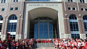 LINCOLN, NE - OCTOBER 22: The Nebraska Cornhuskers band and cheerleaders await the arrival of the team before the game against the Purdue Boilermakers at Memorial Stadium on October 22, 2016 in Lincoln, Nebraska. (Photo by Steven Branscombe/Getty Images)