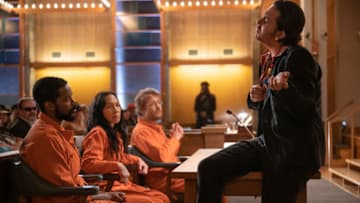 “The Stand” — Ep#108 —Pictured: Jovan Adepo as Larry Underwood, Irene Bedard as Ray Brentner, Greg Kinnear as Glen Bateman and Nat Wolff as Lloyd Henreid of the CBS All Access series THE STAND. Photo Cr: Robert Falconer/CBS ©2020 CBS Interactive, Inc. All Rights Reserved.