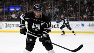 LOS ANGELES, CALIFORNIA - JANUARY 29: Anze Kopitar #11 of the Los Angeles Kings forechecks during a 4-2 Tampa Bay Lightning win at Staples Center on January 29, 2020 in Los Angeles, California. (Photo by Harry How/Getty Images)