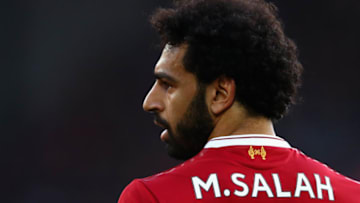LIVERPOOL, ENGLAND - APRIL 14: Mohamed Salah of Liverpool in action during the Premier League match between Liverpool and AFC Bournemouth at Anfield on April 14, 2018 in Liverpool, England. (Photo by Clive Brunskill/Getty Images)