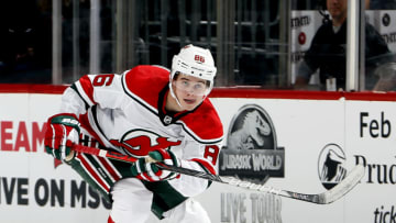 Jack Hughes #86 of the New Jersey Devils. (Photo by Paul Bereswill/Getty Images)