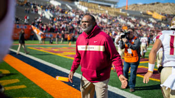 Dec 31, 2019; El Paso, Texas, USA; Florida State interim head coach Odell Haggins greets his players as they walk onto the field before facing the Arizona State Sun Devils in the Sun Bowl. Mandatory Credit: Ivan Pierre Aguirre-USA TODAY Sports
