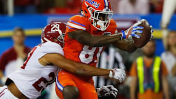 ATLANTA, GA - DECEMBER 03: Antonio Callaway #81 of the Florida Gators scores a first quarter touchdown as Minkah Fitzpatrick #29 of the Alabama Crimson Tide defends during the SEC Championship game at the Georgia Dome on December 3, 2016 in Atlanta, Georgia. (Photo by Kevin C. Cox/Getty Images)