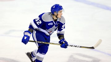 ST CATHARINES, ON - OCTOBER 4: Blake Murray #92 of the Sudbury Wolves skates during an OHL game against the Niagara IceDogs at Meridian Centre on October 4, 2018 in St Catharines, Canada. (Photo by Vaughn Ridley/Getty Images)