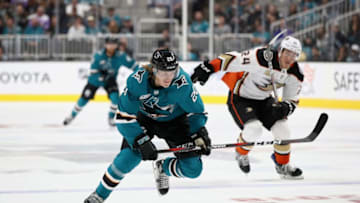 SAN JOSE, CA - OCTOBER 03: Marcus Sorensen #20 of the San Jose Sharks in action against the Anaheim Ducks at SAP Center on October 3, 2018 in San Jose, California. (Photo by Ezra Shaw/Getty Images)