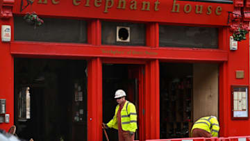 EDINBURGH, SCOTLAND - AUGUST 26: A general view of the fire damaged buildings on George IV bridge on August 26, 2021 in Edinburgh, Scotland. The cafe, where JK Rowling wrote part of the Harry Potter series, was damaged Tuesday by a fire that started in a nearby restaurant. (Photo by Jeff J Mitchell/Getty Images)