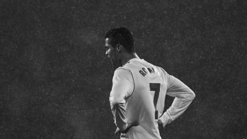 BILBAO, SPAIN - DECEMBER 02: (EDITORS NOTE: This image has been processed using digitals filters) Cristiano Ronaldo of Real Madrid CF reacts during the La Liga match between Athletic Club and Real Madrid at Estadio de San Mames on December 2, 2017 in Bilbao, Spain. (Photo by Juan Manuel Serrano Arce/Getty Images)