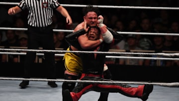 TOKYO,JAPAN - JUNE 29: Samoa Joe and Shinsuke Nakamura compete during the WWE Live Tokyo at Ryogoku Kokugikan on June 29, 2019 in Tokyo, Japan. (Photo by Etsuo Hara/Getty Images)