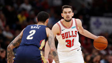 Lonzo Ball, Tomas Satoransky, Chicago Bulls Mandatory Credit: Kamil Krzaczynski-USA TODAY Sports
