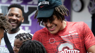 August 3, 2022; Columbus, Ohio, USA; Pickerington Central High School basketball player Devin Royal mingles with supporters after announcing his college commitment to Ohio State on Wednesday afternoon. Mandatory Credit: Barbara J. Perenic/Columbus DispatchCeb Devin Royal Commit Bjp