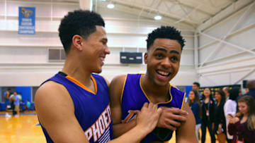 Devin Booker D'Angelo Russell Phoenix Suns (Photo by Mike Stobe/NBAE via Getty Images)