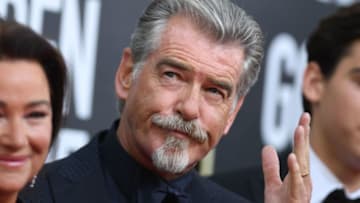 US-Irish actor Pierce Brosnan, his wife Keely Shaye Brosnan and their son Paris Brosnan arrive for the 77th annual Golden Globe Awards on January 5, 2020, at The Beverly Hilton hotel in Beverly Hills, California. (Photo by VALERIE MACON / AFP) (Photo by VALERIE MACON/AFP via Getty Images)