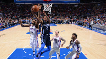 PHILADELPHIA,PA - NOVEMBER 25 : Elfrid Payton #2 of the Orlando Magic goes up for the layup against the Philadelphia 76ers at Wells Fargo Center on November 25, 2017 in Philadelphia, Pennsylvania NOTE TO USER: User expressly acknowledges and agrees that, by downloading and/or using this Photograph, user is consenting to the terms and conditions of the Getty Images License Agreement. Mandatory Copyright Notice: Copyright 2017 NBAE (Photo by Jesse D. Garrabrant/NBAE via Getty Images)