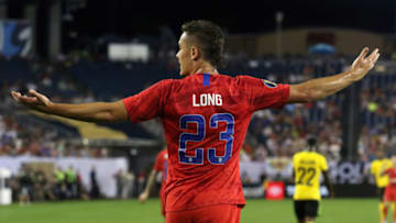 NASHVILLE, TN - JULY 03: United States defender Aaron Long (23) reacts to a call during the Gold Cup semifinal between Jamaica and the United States on July 3, 2019 at Nissan Stadium in Nashville, Tennessee. (Photo by Michael Wade/Icon Sportswire via Getty Images)