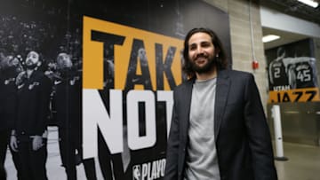 SALT LAKE CITY, UT - MAY 6: Ricky Rubio #3 of the Utah Jazz arrives before the game against the Houston Rockets during Game Four of the Western Conference Semifinals of the 2018 NBA Playoffs on May 6, 2018 at the Vivint Smart Home Arena in Salt Lake City, Utah. Copyright 2018 NBAE (Photo by Melissa Majchrzak/NBAE via Getty Images)