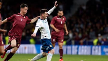 WANDA METROPOLITANO STADIUM, MADRID, SPAIN - 2019/03/22: Argentina's Lionel Messi seen in action during the International Friendly match between Argentina and Venezuela at the wanda metropolitano stadium in Madrid.(Final Score, Argentina 1 - 3 Venezuela). (Photo by Manu Reino/SOPA Images/LightRocket via Getty Images)