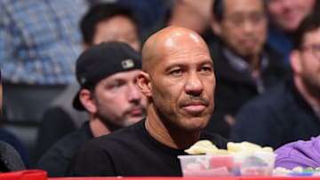 LOS ANGELES, CA - NOVEMBER 27: LaVar Ball looks on during the game between the Los Angeles Lakers and the LA Clippers on November 27, 2017 at STAPLES Center in Los Angeles, California. NOTE TO USER: User expressly acknowledges and agrees that, by downloading and/or using this Photograph, user is consenting to the terms and conditions of the Getty Images License Agreement. Mandatory Copyright Notice: Copyright 2017 NBAE (Photo by Andrew D. Bernstein/NBAE via Getty Images)