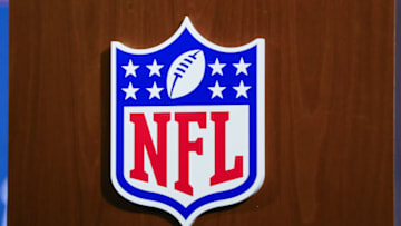 HOUSTON, TX - FEBRUARY 01: The NFL Shield on display during NFL Commissioner Roger Goodell's press Conference on Feburary 01, 2017, at the George R Brown Convention Center in Houston, TX. (Photo by Rich Graessle/Icon Sportswire via Getty Images)