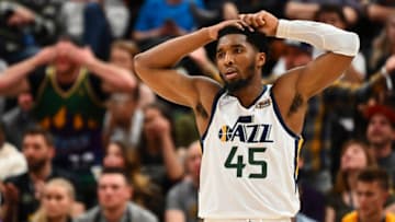Donovan Mitchell #45 of the Utah Jazz in action during the second half of a game against the Milwaukee Bucks at Vivint Smart Home Arena on March 14, 2022 in Salt Lake City, Utah. (Photo by Alex Goodlett/Getty Images)
