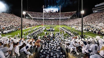 Oct 22, 2016; University Park, PA, USA; Penn State Football players run onto the field prior to the game against the Ohio State Buckeyes at Beaver Stadium. Mandatory Credit: Matthew O