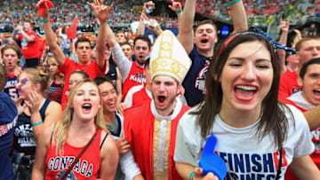 GLENDALE, AZ - APRIL 01: Gonzaga Bulldogs fans cheer before their game against the South Carolina Gamecocks during the 2017 NCAA Men's Final Four Semifinal at University of Phoenix Stadium on April 1, 2017 in Glendale, Arizona. (Photo by Ronald Martinez/Getty Images)