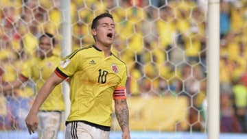 BARRANQUILLA, COLOMBIA - MARCH 29: James Rodriguez of Colombia reacts after missing a chance to score during a match between Colombia and Ecuador as part of FIFA 2018 World Cup Qualifiers at Roberto Melendez Stadium on March 29, 2016 in Barranquilla, Colombia. (Photo by Gabriel Aponte/LatinContent/Getty Images)
