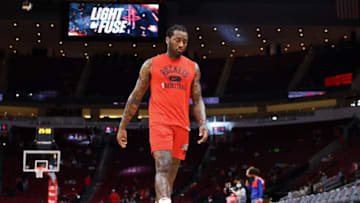 Denver Nuggets possible solution: Houston Rockets guard John Wall (1) walks on the court before the game against the Chicago Bulls at Toyota Center on 24 Nov. 2021. (Troy Taormina-USA TODAY Sports)