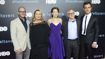 AUSTIN, TX - OCTOBER 03: (L - R) David Lindelof, Mimi Leder, Carrie Coon, Tom Perrotta, and Justin Theroux attend HBO's "The Leftovers" Season 2 Premiere during The ATX Television Festival at the Paramount Theatre on October 3, 2015 in Austin, Texas. (Photo by Tim Mosenfelder/Getty Images)
