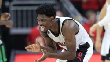 LOUISVILLE, KENTUCKY - NOVEMBER 20: Darius Perry #2 of the Louisville Cardinals celebrates during the game against the USC Upstate Spartans at KFC YUM! Center on November 20, 2019 in Louisville, Kentucky. (Photo by Andy Lyons/Getty Images)