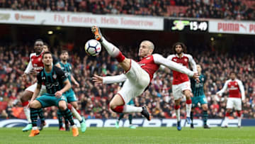 LONDON, ENGLAND - APRIL 08: Jack Wilshere of Arsenal in action during the Premier League match between Arsenal and Southampton at Emirates Stadium on April 8, 2018 in London, England. (Photo by Bryn Lennon/Getty Images)