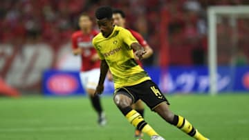 SAITAMA, JAPAN - JULY 15: Alexander Isak of Borussia Dortmund runs with the ball during the preseason friendly match between Urawa Red Diamonds and Borussia Dortmund at Saitama Stadium on July 15, 2017 in Saitama, Japan. (Photo by Atsushi Tomura/Getty Images)