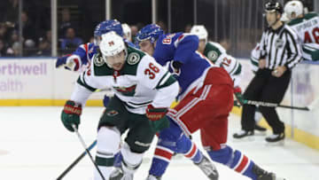 NEW YORK, NEW YORK - NOVEMBER 25: Mats Zuccarello #36 of the Minnesota Wild skates against the New York Rangers at Madison Square Garden on November 25, 2019 in New York City. The Rangers defeated the Wild 3-2 in overtime. (Photo by Bruce Bennett/Getty Images)