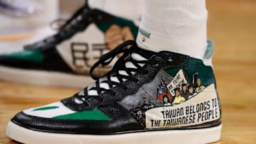 The sneakers of former Utah Jazz center Enes Kanter (Winslow Townson-USA TODAY Sports)