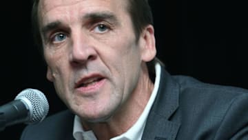 LAS VEGAS, NV - JULY 13: George McPhee speaks after being introduced as the general manager of the Las Vegas NHL franchise during a news conference at T-Mobile Arena on July 13, 2016 in Las Vegas, Nevada. (Photo by Ethan Miller/Getty Images)