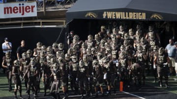 KALAMAZOO, MI - AUGUST 31: Western Michigan Broncos players take the field before a game against the Syracuse Orange at Waldo Stadium on August 31, 2018 in Kalamazoo, Michigan. Syracuse won 55-42. (Photo by Joe Robbins/Getty Images)